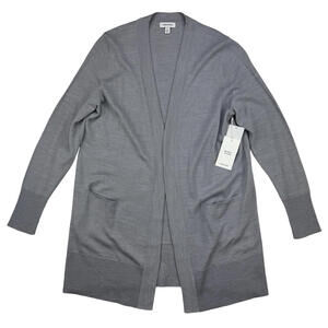 Nordstrom Merino Wool Blend Knit Cardigan Sweater Heather Grey Size M